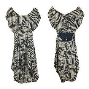 NWOT Lush Cutout Hi-Low Dress Print Tan Black Sz M